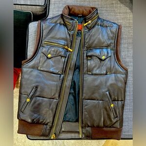 Hudson outerwear Heavy Leather vest size Large